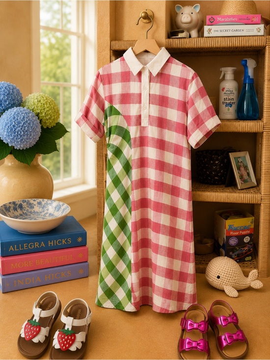 Rosie Assoulin Dresses & Skirts - Rosie Assoulin Pink & Green Check Kids Polo Nightgown